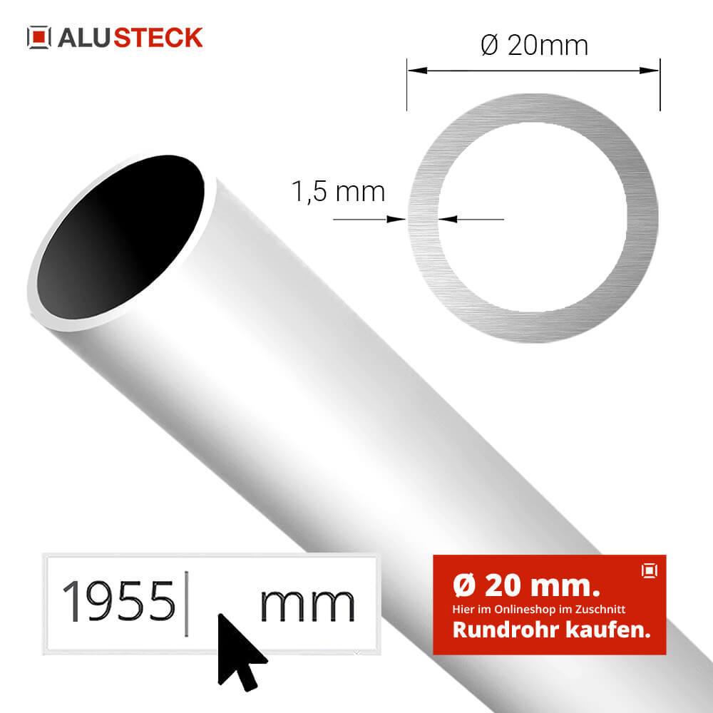 Alu Rundrohr Ø20mm kaufen - Alurohr Zuschnitt - ALUSTECK®