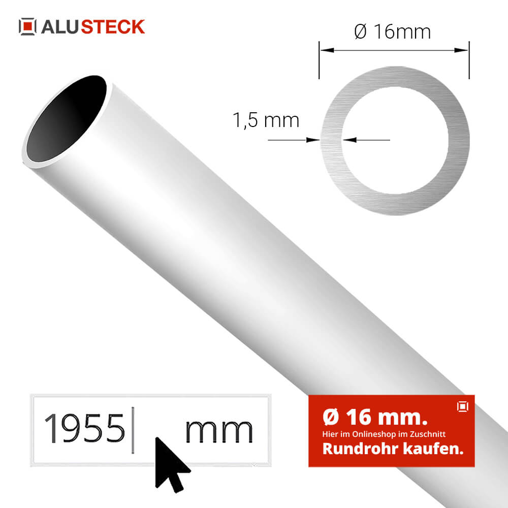 Alu Rundrohr Ø16mm kaufen - Alurohr Zuschnitt - ALUSTECK®
